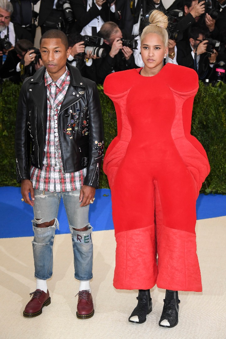 Helen Lasichanh And Pharrell Williams In Comme Des Garcons