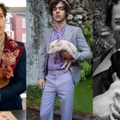 ได้แต่เอ็นดู! "แฮร์รี่ สไตล์ส" อดีตบอยแบนด์ 1D อุ้มหมูน้อยถ่ายแฟชั่นให้ Gucci