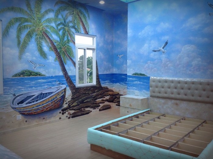 เปลี่ยนผนังบ้านราคา 10 ล้านเป็นผืนผ้าใบ ยกทะเล ทุ่งนาไทย ทุ่งลาเวนเดอร์ มาไว้รวมกัน
