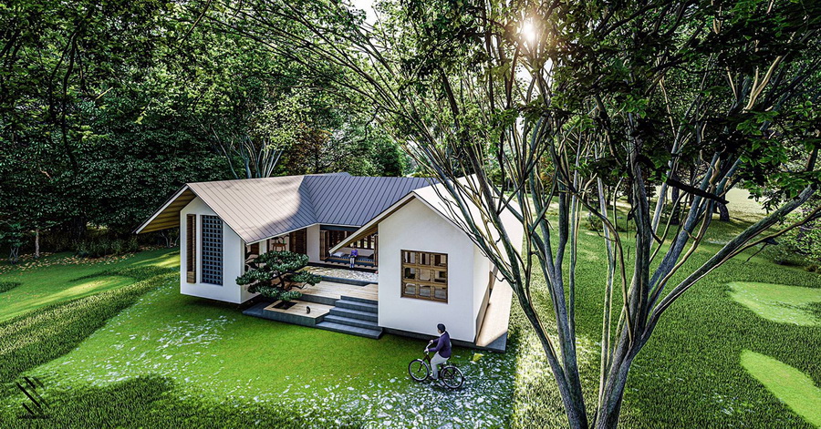 แบบบ้านสไตล์ญี่ปุ่น ดีไซน์รูปตัวยู U-Shape House พร้อมจัดสวนญี่ปุ่นไว้กลางบ้าน