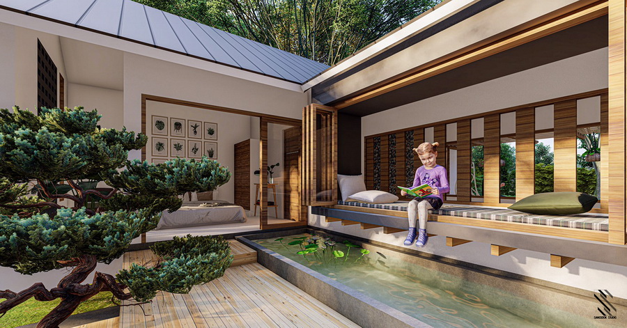 แบบบ้านสไตล์ญี่ปุ่น ดีไซน์รูปตัวยู U-Shape House พร้อมจัดสวนญี่ปุ่นไว้กลางบ้าน