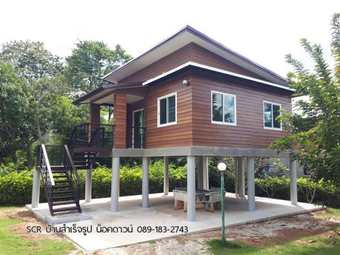 บ้านตากอากาศใต้ถุนสูง ตกแต่งดีไซน์ทันสมัย ในงบประมาณ 730000 บาท