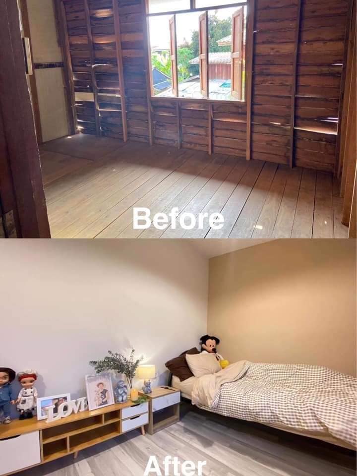 แชร์ไอเดียรีโนเวท เปลี่ยน “ห้องเก่าๆ” ในบ้านไม้ กลายเป็นห้องนอนมินิมอล สวยจนแทบจำไม่ได้