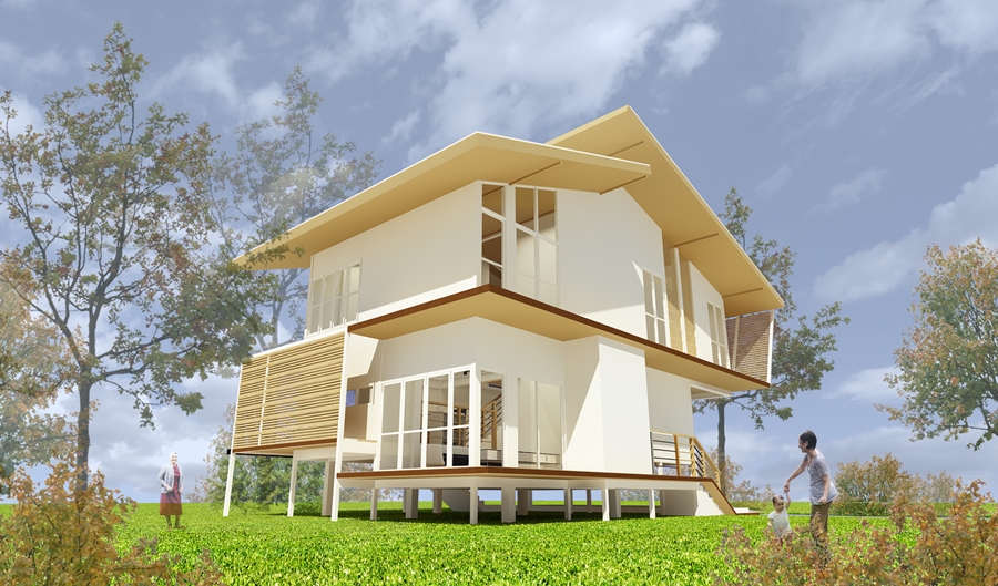 แบบบ้านแจกฟรี จาก ธอส แบบบ้านรักษ์โลกราคาไม่เกิน 2 ล้าน