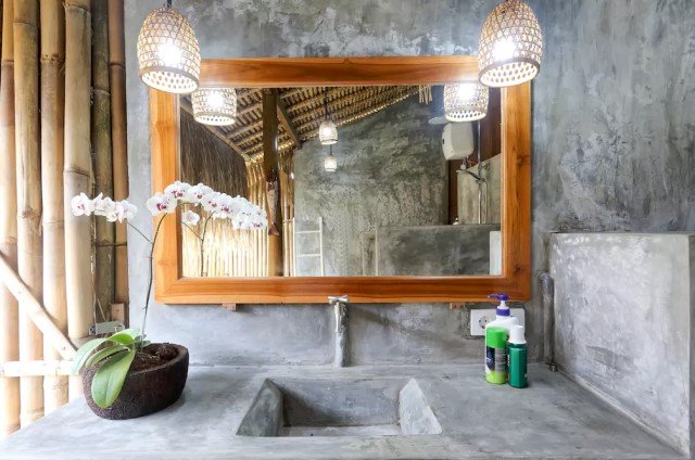 บ้านกระท่อมปลายนา วัสดุจากธรรมชาติ ตกแต่งงานไม้ ผสมผสานปูนเปลือย