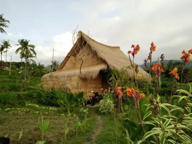 บ้านกระท่อมปลายนา วัสดุจากธรรมชาติ ตกแต่งงานไม้ ผสมผสานปูนเปลือย