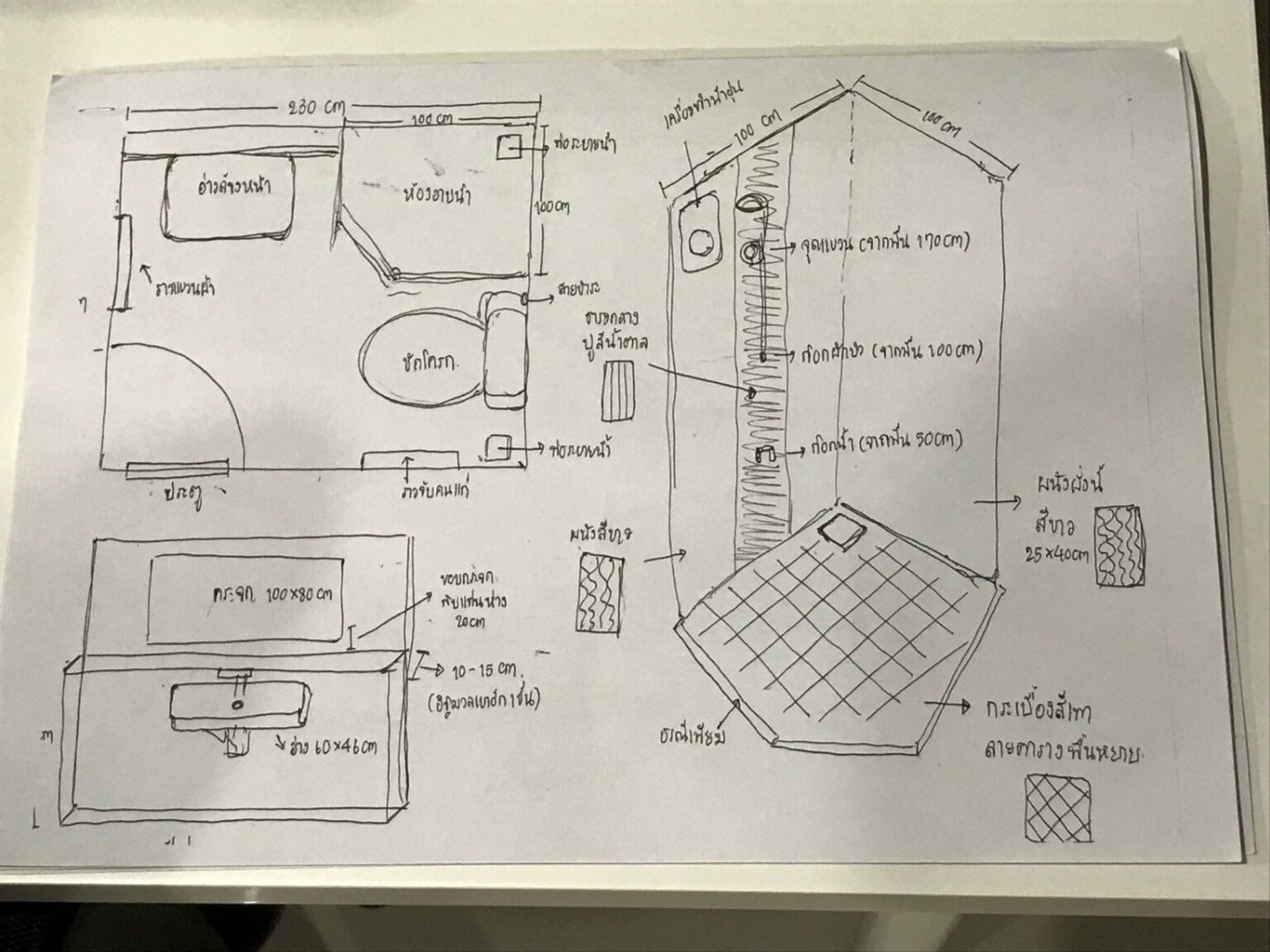 สาวแชร์ไอเดีย “รีโนเวทห้องน้ำเก่า” ออกแบบเองบนกระดาษแผ่นเดียว